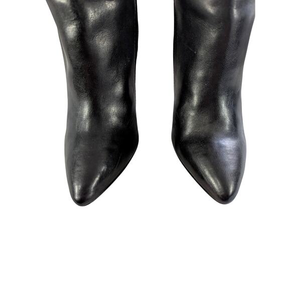 CHARLES DAVID! BLACK VEGAN LEATHER STILETTO, POINTY TOE, ZIP ANKLE BOOTS! SZ 8M - Picture 5 of 13